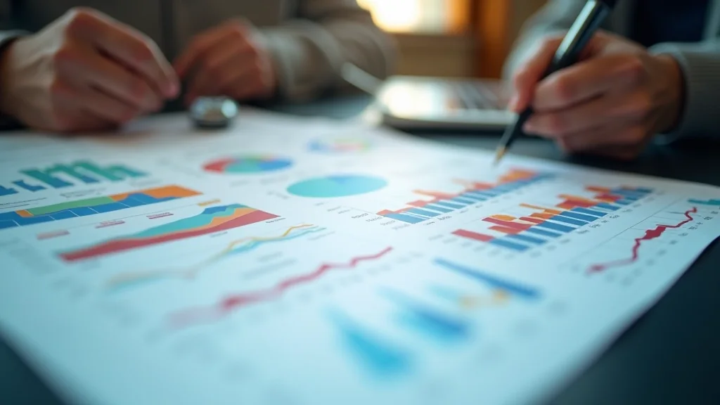 Distintas visualizaciones de datos mostradas sobre una mesa de trabajo